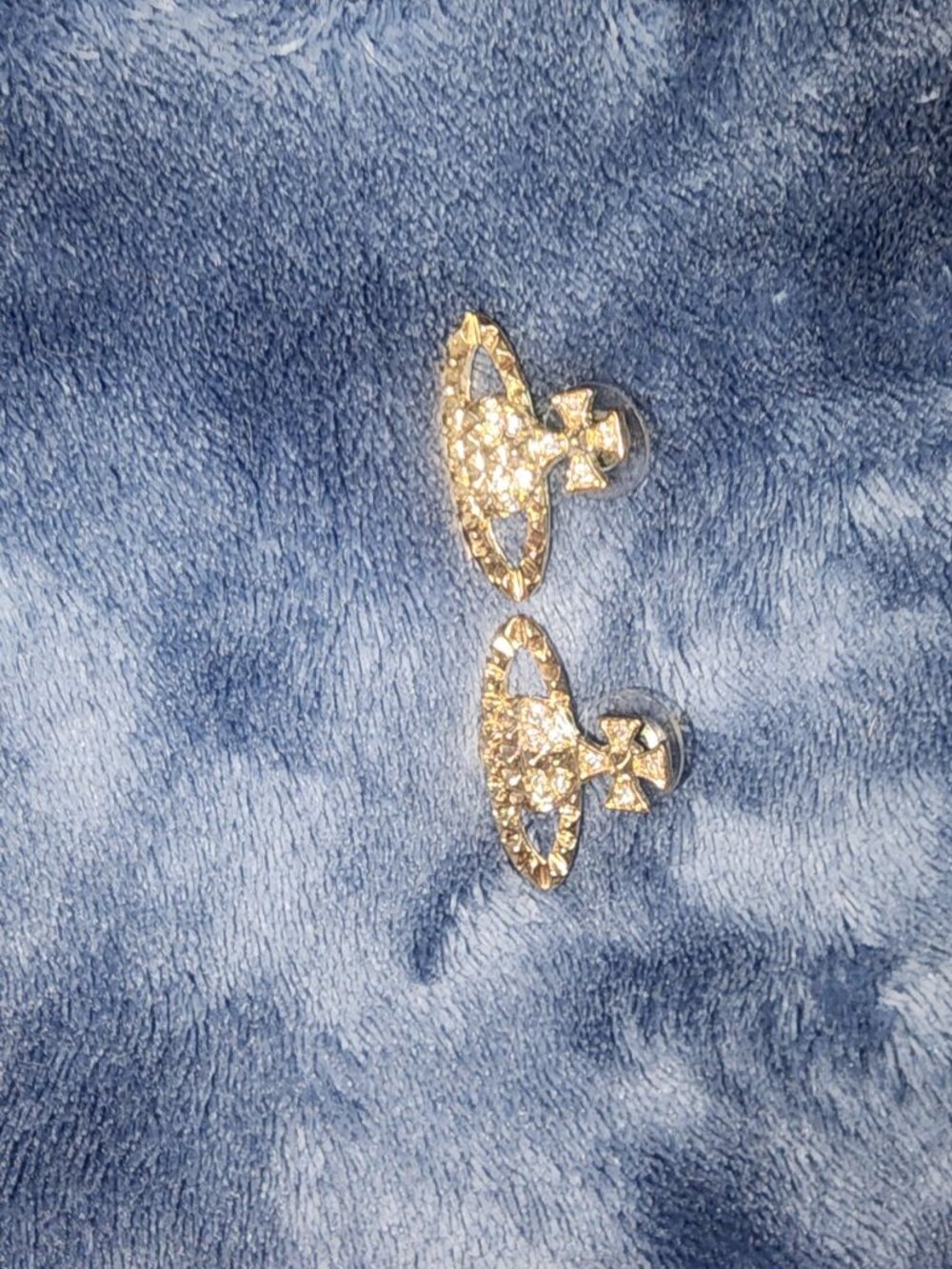 Earrings Pierce Saturn Orb Rhinestone - Picture 2 of 3